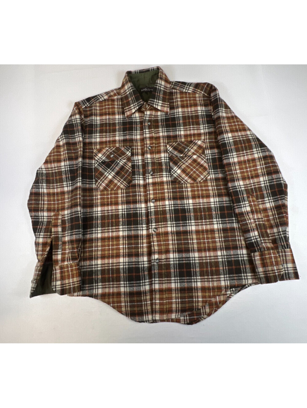 Vintage Northwest Territory Mens M Brown Plaid Acrylic Flannel Long Sleeve Shirt